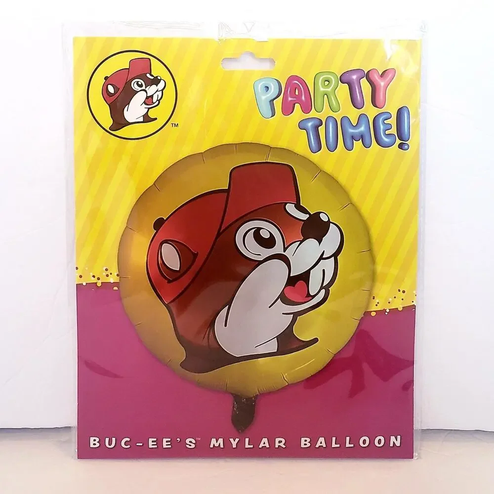 NEW Buc-ee’s Logo Mylar Balloon Party Time Red‎ Yellow 2 ft x 2 ft x 6 in